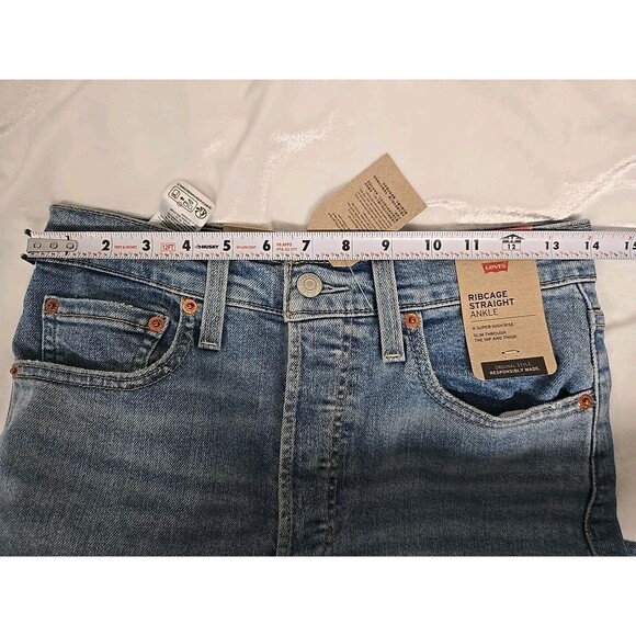 Levis Ribcage Ankle Straight Jeans Super High Rise Blue Women’s Size 27x27 NWT - Picture 6 of 8
